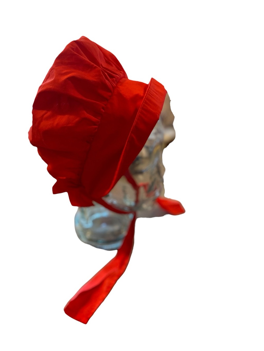 Vintage Kids red bonnet colonial Prairie costume hat southern heirloom sun hat - Picture 10 of 10